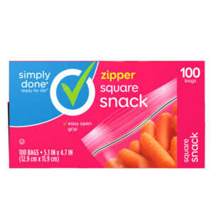 Simply Done Zipper Square Snack Bags 100 Bags
