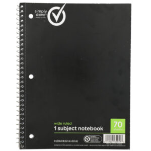 Wide Ruled 1 Subject Notebook