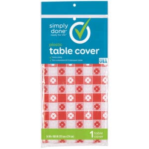 Simply Done Red Gingham Print Plastic Table Cover 1 Each