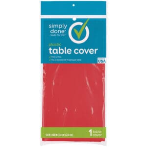 Simply Done Red Solid Plastic Table Cover 1 Each