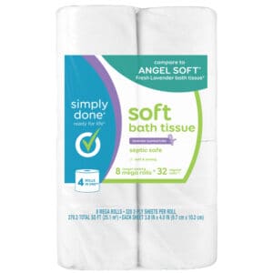 Simply Done Soft Lavender Scented Tube Bath Tissue 8 Rolls