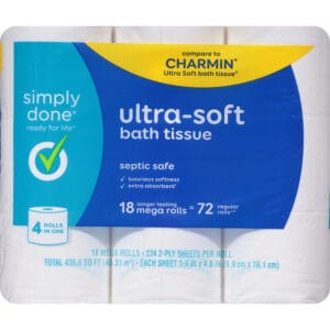 Simply Done 2-Ply Septic Safe Ultra-Soft Mega Rolls Bath Tissue 18 Rolls