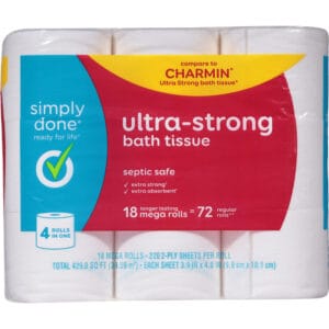 Simply Done 2-Ply Septic Safe Ultra-Strong Mega Rolls Bath Tissue 18 Rolls