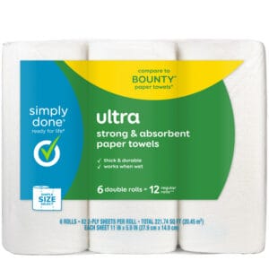 Simply Done 2-Ply Ultra Strong & Absorbent Double/Regular Paper Towels 6 Rolls