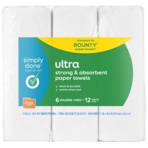 Simply Done 2-Ply Ultra Strong & Absorbent Double/Regular Paper Towels 6 Rolls