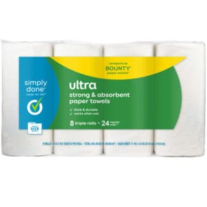 Simply Done 2-Ply Ultra Strong & Absorbent Triple/Regular Paper Towels 8 Rolls