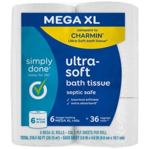 Simply Done Septic Safe 2-Ply Ultra-Soft Mega XL Rolls Bath Tissue 6 Rolls