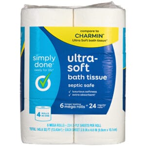Simply Done Ultra-Soft 2-Ply Mega Rolls Bath Tissue 6 Rolls