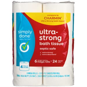 Simply Done Ultra-Strong 2-Ply Mega Rolls Bath Tissue 6 Rolls
