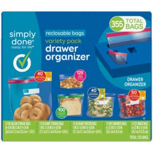 Simply Done Reclosable Bags Drawer Organizer Variety Pack 355 Bags