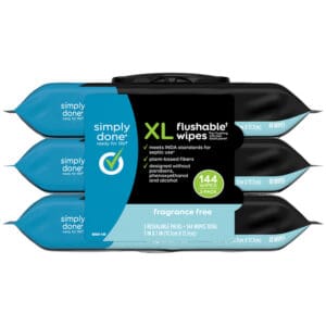 Simply Done Flushable Fragrance Free XL Wipes 3 - 48 Wipe Packs
