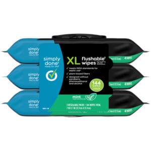 Simply Done Flushable Mint XL Wipes 3 - 48 Wipe Packs