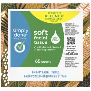Simply Done Soft 3-Ply Facial Tissue with Lotion 65 Each