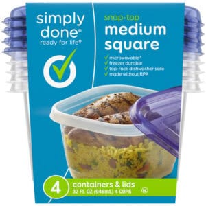 Simply Done 32 Fl Oz Snap-Top Square Medium Containers & Lids 4 Each