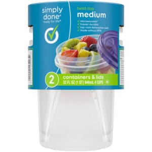 Simply Done 32 Fl Oz Twist-Top Medium Containers & Lids 2 Each