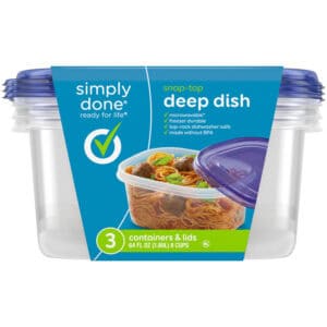 Simply Done 64 Fl Oz Snap Top Deep Dish Containers & Lids 3 Each