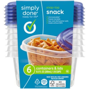 Simply Done 9.5 Fl Oz Snap-Top Snack Containers & Lids 6 Sets