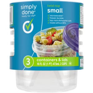 Simply Done 16 Fl Oz Twist-Top Small Containers & Lids 3 Sets